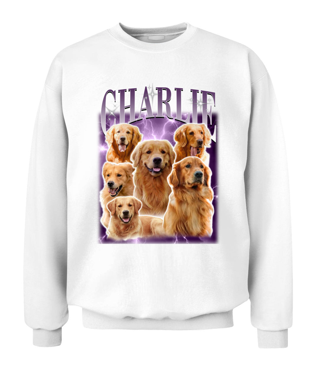 Personalized Pet Dog Cat Vintage Photo And  Name Printed Unisex Crewneck Sweatshirt