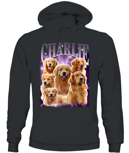 Personalized Pet Dog Cat Vintage Photo And  Name Printed Unisex Hoodie