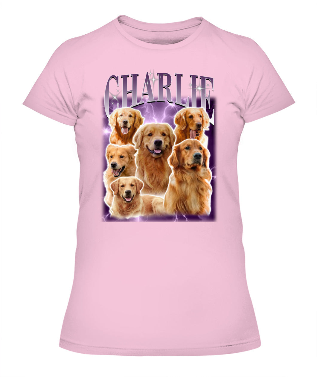 Personalized Pet Dog Cat Vintage Photo And  Name Printed Lady's T-shirt