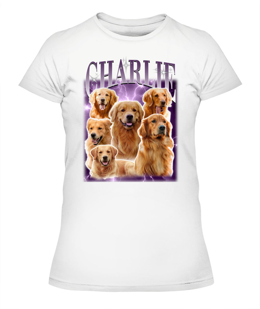 Personalized Pet Dog Cat Vintage Photo And  Name Printed Lady's T-shirt