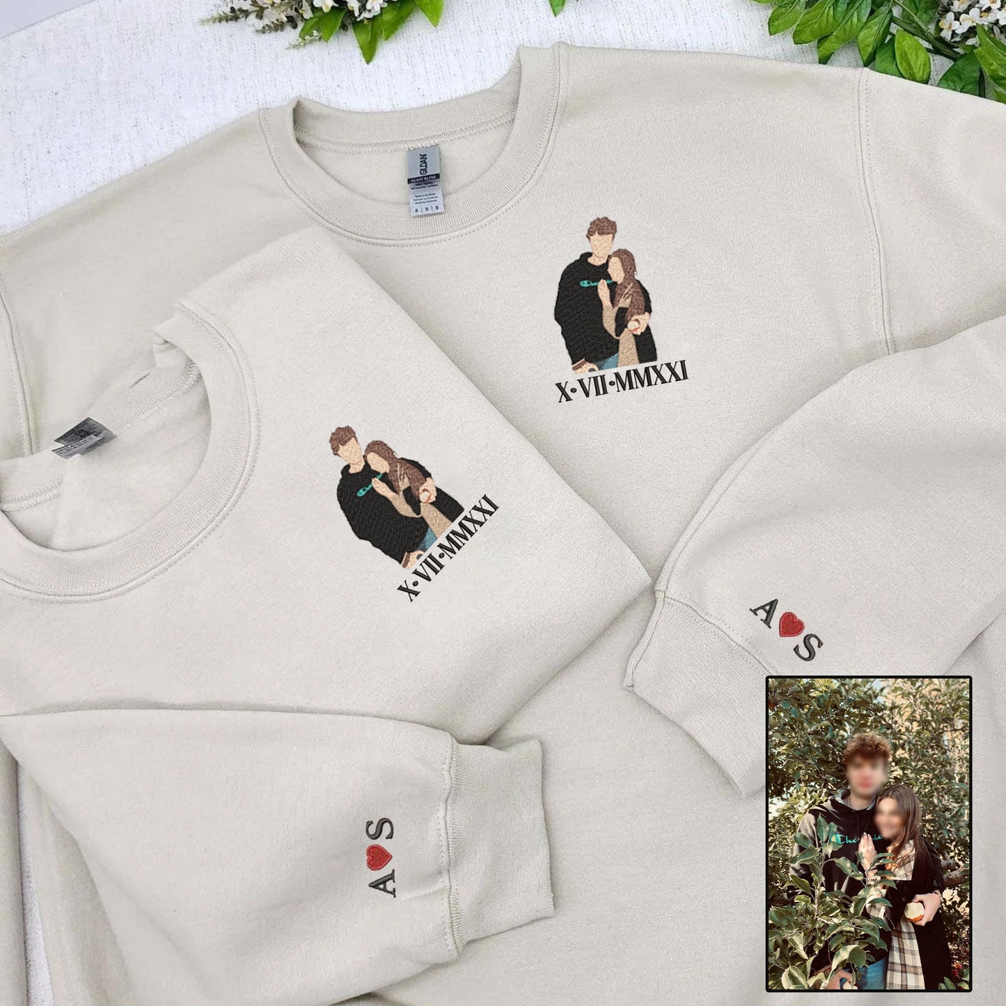 Valentine Personalized Embroidered Couple Hoodie Sweatshirt T-Shirt