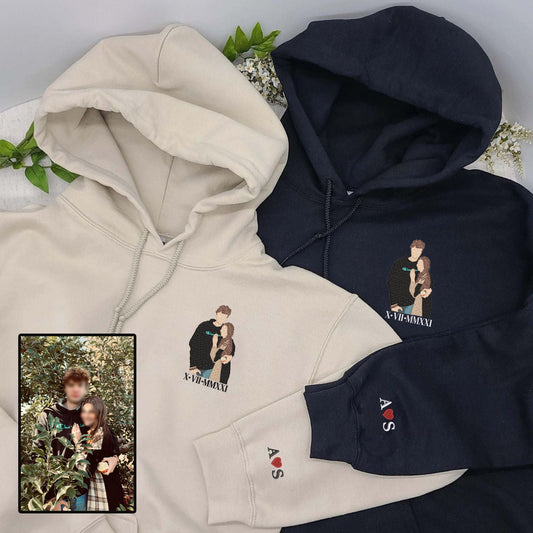 Valentine Personalized Embroidered Couple Hoodie Sweatshirt T-Shirt