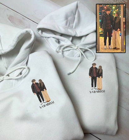 Valentine Personalized Embroidered Couple Hoodie Sweatshirt T-Shirt