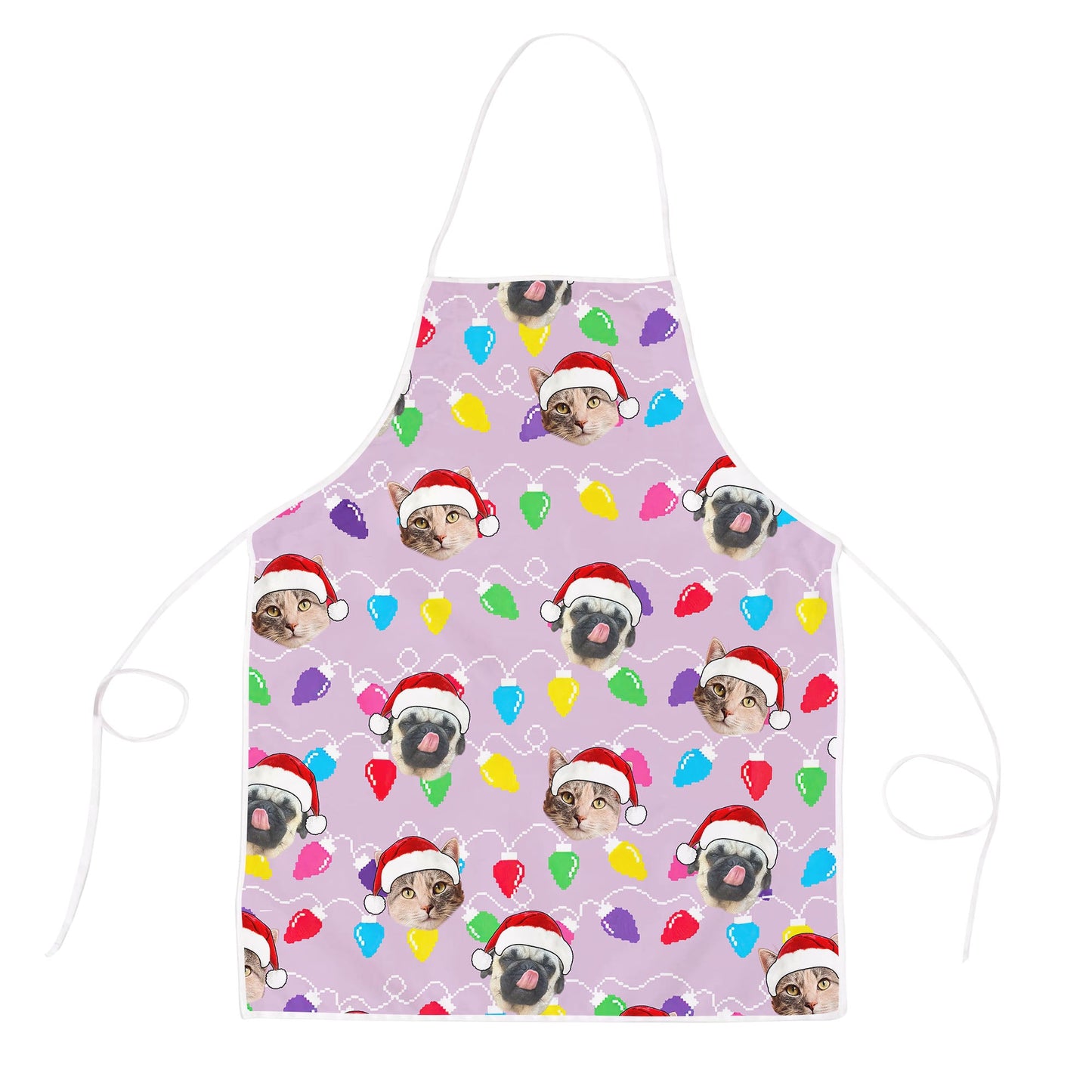 Personalized Pet Dog Cat Christmas Light Apron Oven mitt And Pot Holder Set