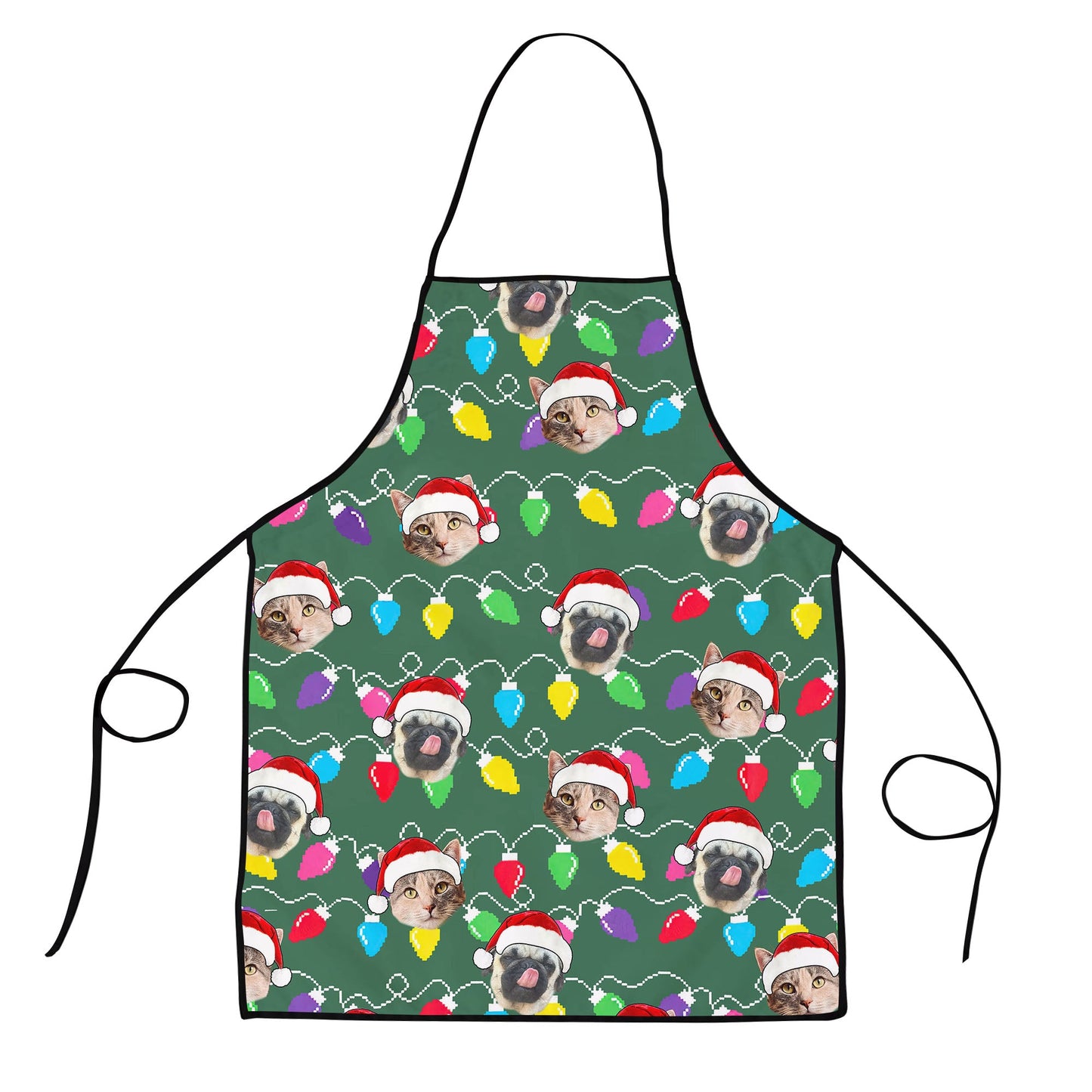 Personalized Pet Dog Cat Christmas Light Apron Oven mitt And Pot Holder Set