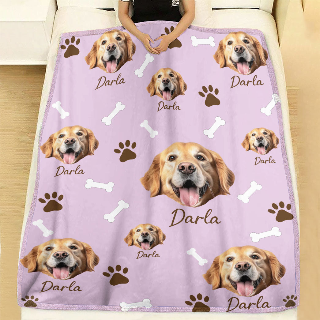 Personalized Pet Dog Cat Photo And Name Custom Soft Blanket