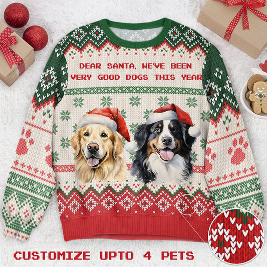 Personalized Pet Dog Cat Dear Santa Imitation Knitted Sweatshirt
