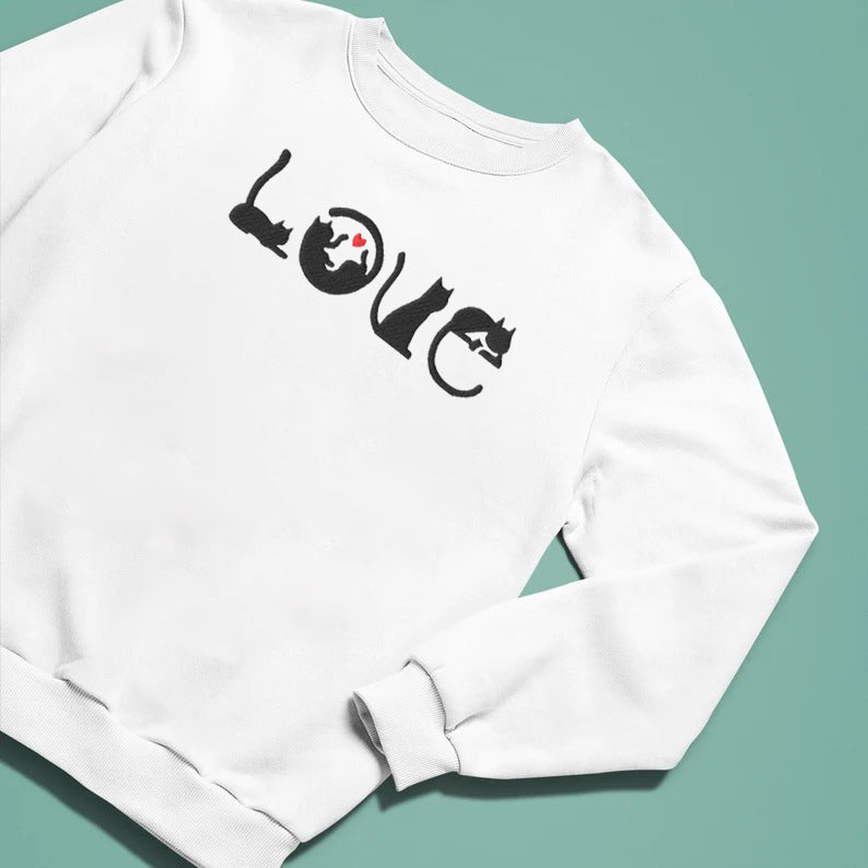 Embroidered Cat Love Shirt