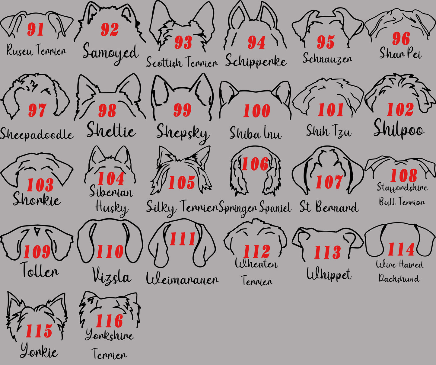 Embroidered Dog Ears with Personalized Names