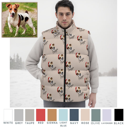 Personalized Pet Dog Cat Photo And Name Unisex Down Vest