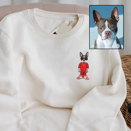 Personalized Embroidered Pet Dog Cat Full Body Hoodie Sweatshirt T-Shirt