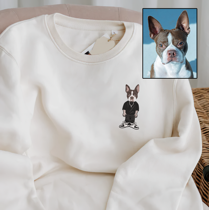 Personalized Embroidered Pet Dog Cat Full Body Hoodie Sweatshirt T-Shirt