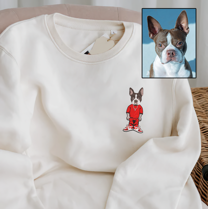 Personalized Embroidered Pet Dog Cat Full Body Hoodie Sweatshirt T-Shirt