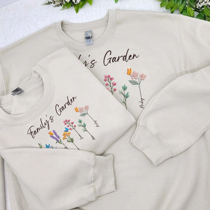 Personalized Embroidered Family's Garden Hoodie Sweatshirt T-Shirt