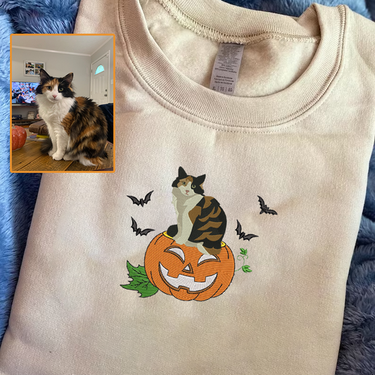 Halloween Personalized Embroidered Pet Dog Cat Full Body Pumpkin Hoodie Sweatshirt T-Shirt