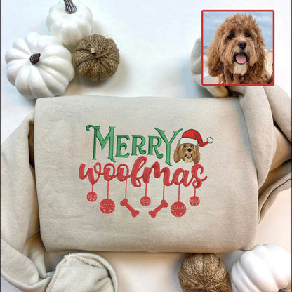 Personalized Embroidered Merry Woofmas Pet Dog Cat Hoodie Sweatshirt T-Shirt