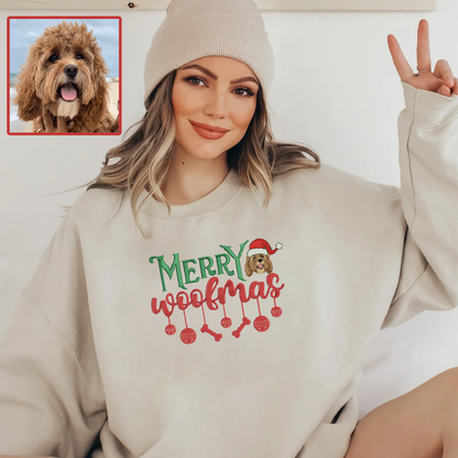 Personalized Embroidered Merry Woofmas Pet Dog Cat Hoodie Sweatshirt T-Shirt