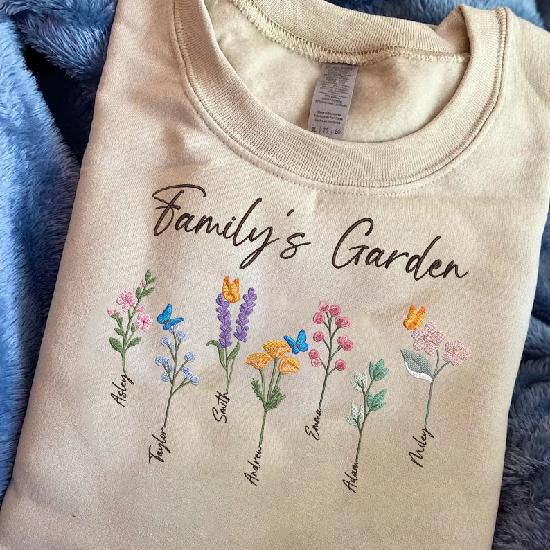 Personalized Embroidered Family's Garden Hoodie Sweatshirt T-Shirt