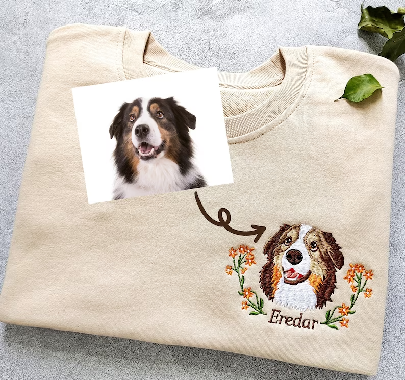 Personalized Embroidered Floral Pet Dog Cat Hoodie Sweatshirt T-Shirt