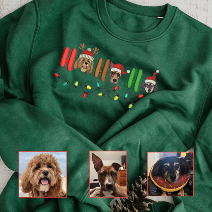 Personalized Embroidered Pet Dog Cat Hohoho Christmas Hoodie Sweatshirt T-Shirt