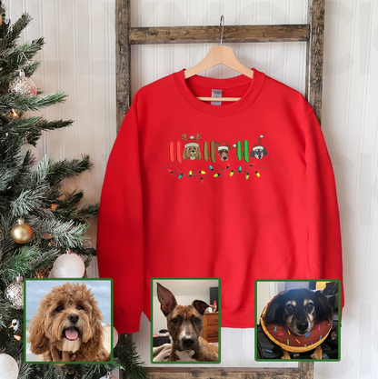 Personalized Embroidered Pet Dog Cat Hohoho Christmas Hoodie Sweatshirt T-Shirt