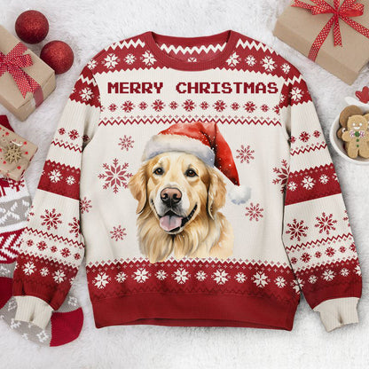 Personalized Pet Dog Cat Merry Christmas Imitation Knitted Sweatshirt